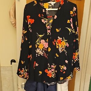 Old Navy Black Floral Blouse